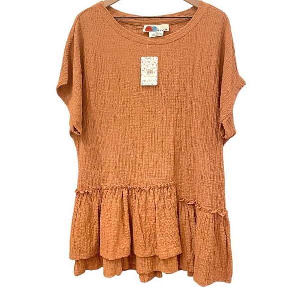 NWT Free People Beach Marni Tunic Dress Lovely Leo Small Ruffle Hem Boho Mini - Picture 2 of 10